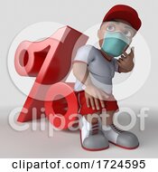 Poster, Art Print Of 3d Sports Man Wearing A Mask On A White Background