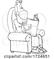 Cartoon Business Man Wearing A Mask And Reading A Newspaper
