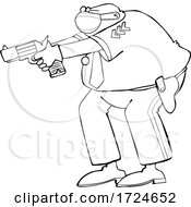 Poster, Art Print Of Cartoon Police Man Aiming A Gun