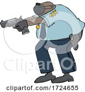 Cartoon Police Man Aiming A Gun