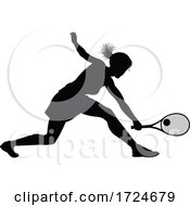 Poster, Art Print Of Tennis Player Woman Sports Person Silhouette