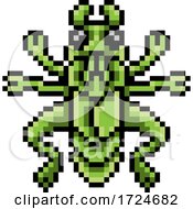 Poster, Art Print Of Grasshopper Bug Insect Pixel Art Game Cartoon Icon