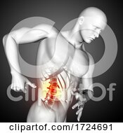 3D Male Medical Figure With Close Up Of Spine Side View