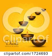Poster, Art Print Of Diwali Background With Oil Lamps