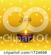 Poster, Art Print Of Diwali Background With Oil Lamp And Stars Design