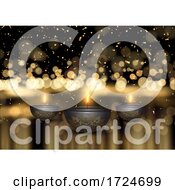 Poster, Art Print Of Diwali Background With Oil Lamps And Confetti