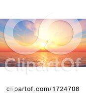 Poster, Art Print Of 3d Sunset Ocean Landscape