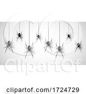 Poster, Art Print Of Halloween Background With Hanging Spiders
