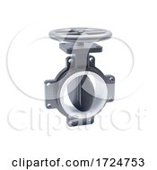 3d Generic Mechanical Butterfly Valve On Piping Cutaway Fuel Tube On A White Background
