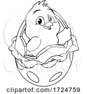 Poster, Art Print Of Easter Chick Egg Coloring Book Page Cartoon
