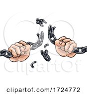 Hands Breaking Chain Links Freedom Design