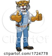 Poster, Art Print Of Wildcat Construction Cartoon Mascot Handyman