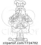 Poster, Art Print Of Chubby Male Chef Holding A Basket Of Produce