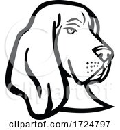 Head Of A Basset Hound Or Scent Hound Side View Mascot Retro Black And White