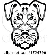 Poster, Art Print Of Head Of Angry Jagdterrier Hunting Terrier Or German Hunt Terrier Mascot Black And White