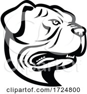 Poster, Art Print Of Head Of Leavitt Bulldog Or Old English Bulldog Side View Mascot Retro Black And White
