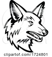 Poster, Art Print Of Head Of A Maned Wolf Mascot Side View Black And White