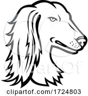 Poster, Art Print Of Head Of Saluki Tazi Or Persian Greyhound Mascot Side View Retro Black And White