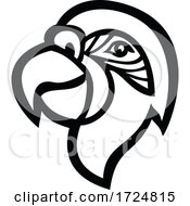 Head Of Macaw Parrot Mascot Side View Black And White