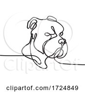 Poster, Art Print Of Bully Dog Breed American Pit Bull Terrier English Bulldog Bull Mastiff Or Bull Terrier Continuous Line Drawing