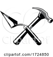 Crossed Masonry Or Brick Trowel And Hammer Retro Black And White Style