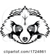 Head Of A Japanese Raccoon Dog Or Tanuki Front View Mascot Black And White