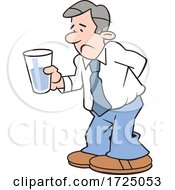Cartoon Pessimistic Business Man Holding A Glass Half Empty
