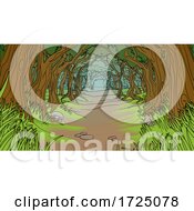Woodland Forest Background Trees Landscape Scene by AtStockIllustration