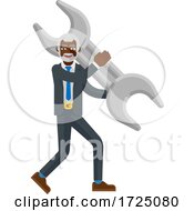 Poster, Art Print Of Mature Black Business Man Holding Spanner Wrench