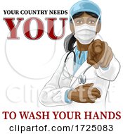 Poster, Art Print Of Doctor Woman Pointing Needs You Wash Your Hands