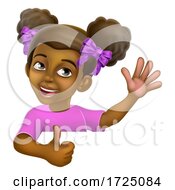 Poster, Art Print Of Black Girl Cartoon Child Kid Thumbs Up Sign