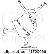 Poster, Art Print Of Cartoon Chubby Guy Wearing A Mask And Balancing On A Scale