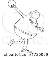 Cartoon Chubby Guy Wearing A Mask And Bowling by djart