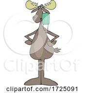 Poster, Art Print Of Cartoon Moose With A Mask Hanging From His Ear