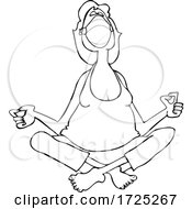 Cartoon Woman Meditating And Wearing A Mask