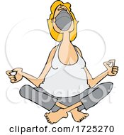 Cartoon Woman Meditating And Wearing A Mask by djart