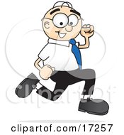 Male Caucasian Office Nerd Business Man Mascot Cartoon Character Running