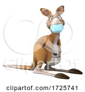 3d Kangaroo Wearing A Mask On A White Background