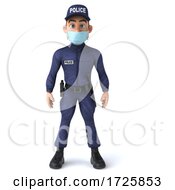 3d Police Man Wearing A Mask On A White Background by Julos