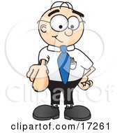 Clipart Picture Of A Male Caucasian Office Nerd Business Man Mascot Cartoon Character Pointing At The Viewer