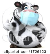 3d Holstein Cow Wearing A Mask On A White Background