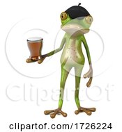 3d French Frog On A White Background