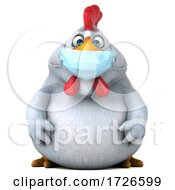 3d White Masked Chicken On A White Background by Julos