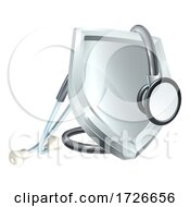 Poster, Art Print Of Shield Stethoscope Medical Health Icon Concept