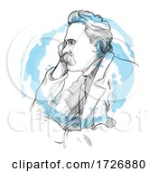 Poster, Art Print Of Hand Drawn Portrait Of Friedrich Nietzsche