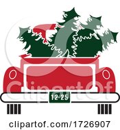 Poster, Art Print Of Rear View Of A Vintage Christmas Truck With Trees