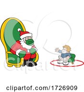 Poster, Art Print Of Covid Christmas Boy Socially Distancing And Visiting Santa