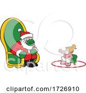 Poster, Art Print Of Covid Christmas Girl Socially Distancing And Visiting Santa