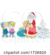 Poster, Art Print Of Santa With Children