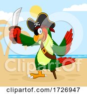 Poster, Art Print Of Pirate Parrot On A Beach